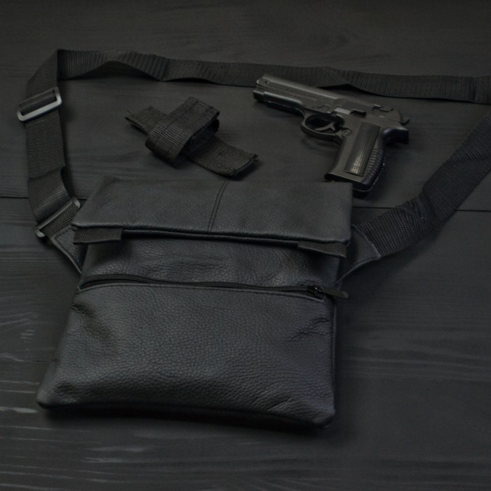Набір 2В1. Шкіряна сумка з кобурою + ліхтарик професійний POLICE BL-X71-P50