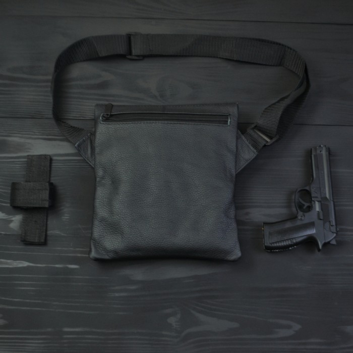 Набір 2В1. Шкіряна сумка з кобурою + ліхтарик професійний POLICE BL-X71-P50