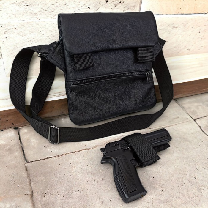 Набір 2В1. Шкіряна сумка з кобурою + ліхтарик професійний POLICE BL-X71-P50