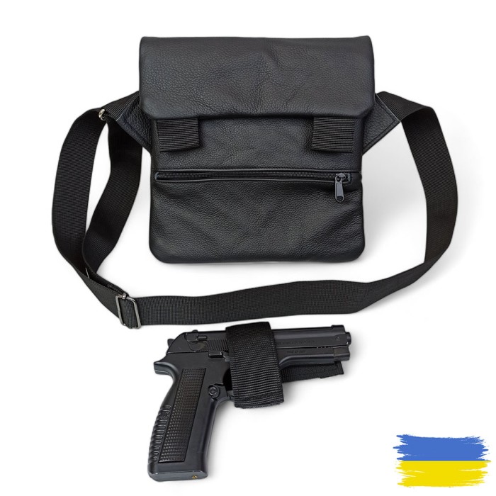 Набір 2В1. Шкіряна сумка з кобурою + ліхтарик професійний POLICE BL-X71-P50