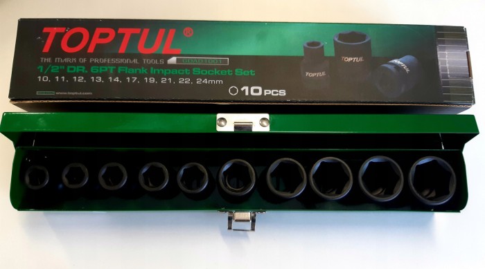 Набір ударних головок TOPTUL 1/2" 10-24мм 10 од. GDAD1001