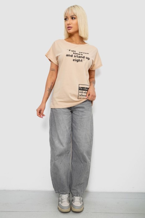 Футболка жіноча з принтом, колір чорний, 244R2004