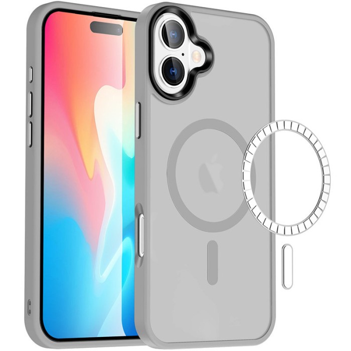 TPU+PC чохол Metal Buttons with MagSafe Colorful для Apple iPhone 16 Plus (6.7") Зелений / Dark Green