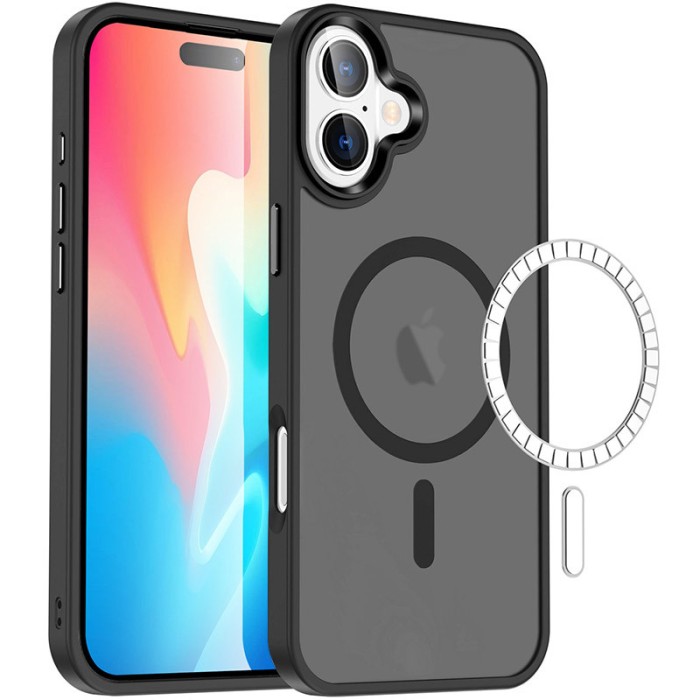 TPU+PC чохол Metal Buttons with MagSafe Colorful для Apple iPhone 16 Plus (6.7") Зелений / Dark Green