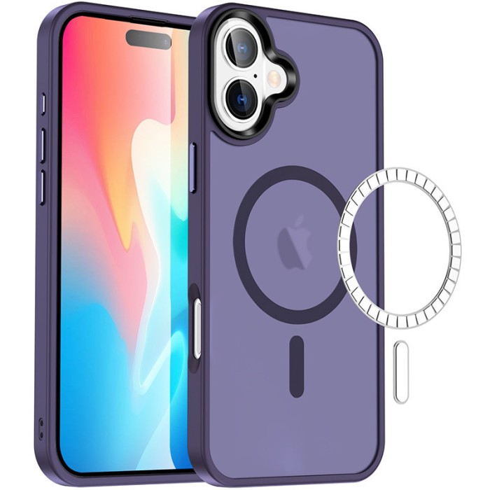 TPU+PC чохол Metal Buttons with MagSafe Colorful для Apple iPhone 16 Plus (6.7") Зелений / Dark Green