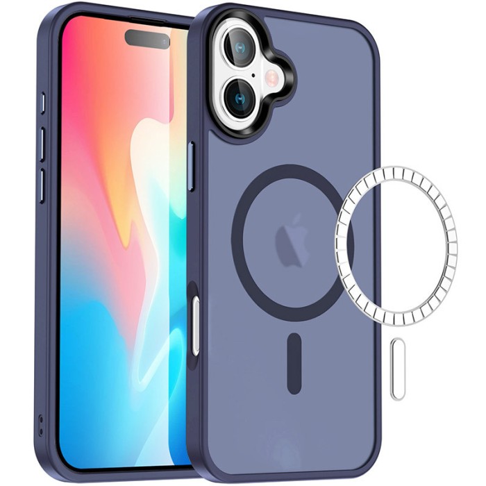 TPU+PC чохол Metal Buttons with MagSafe Colorful для Apple iPhone 16 Plus (6.7") Зелений / Dark Green