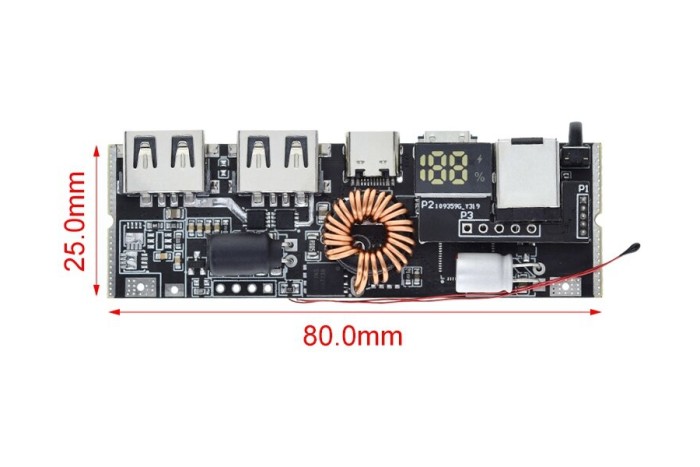 Плата для повербанка 5 USB портів 100W 5A зі швидкою зарядкою QC3.0 (на 4 елементи 18650)