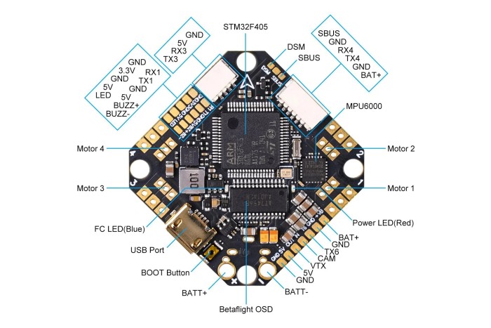 Контролер BetaFPV Toothpick F405 2-4S AIO 20A BL32 V4 BMI270 для квадрокоптерів