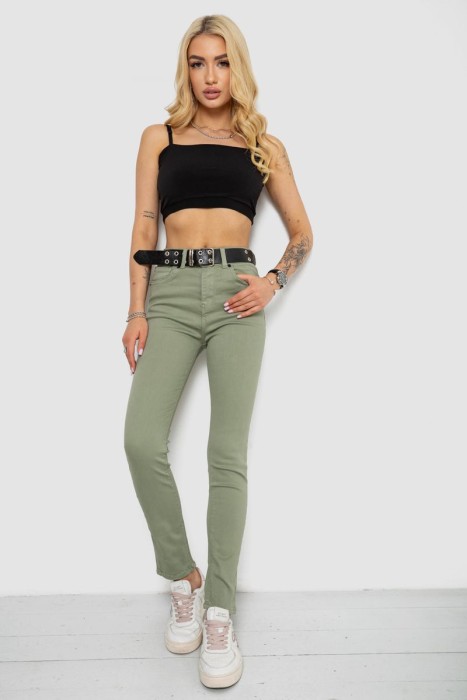 Джинси жіночі Skinny Американки, колір оливковий, 182R00252