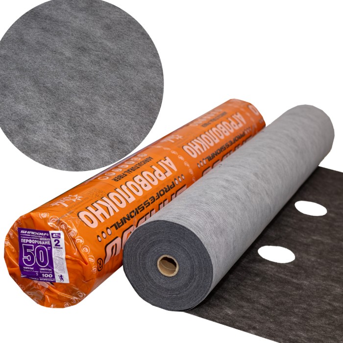 Агроволокно 50 г/м², 1.07×100 м чорно-біле з перфорацією 2 отвори