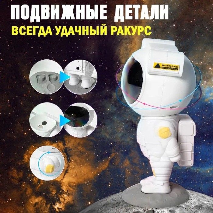 Проектор галактики лазерний астронавт, Космічний проектор, Дитячий нічник проектор космонавт