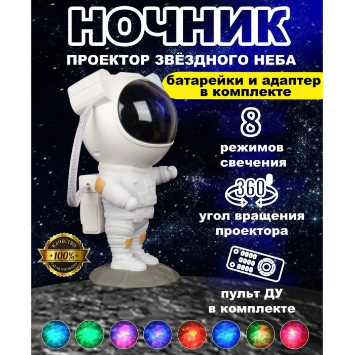 Проектор галактики лазерний астронавт, Космічний проектор, Дитячий нічник проектор космонавт