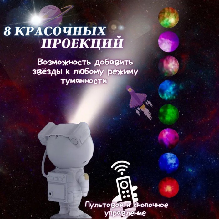 Проектор галактики лазерний астронавт, Космічний проектор, Дитячий нічник проектор космонавт