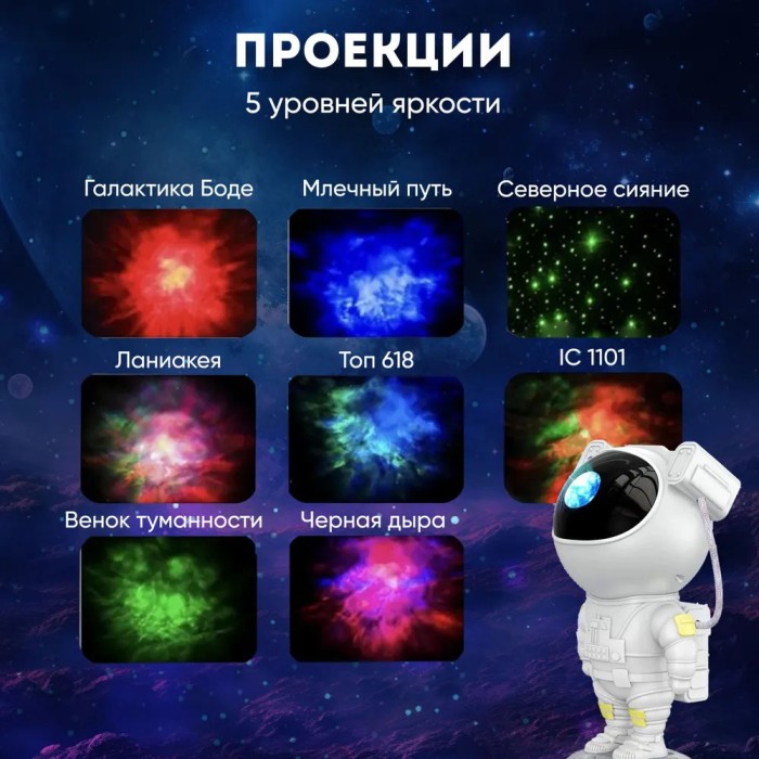 Проектор галактики лазерний астронавт, Космічний проектор, Дитячий нічник проектор космонавт