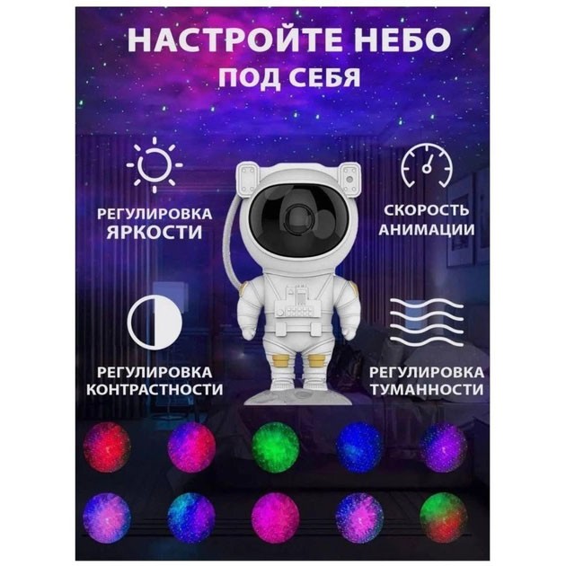 Проектор галактики лазерний астронавт, Космічний проектор, Дитячий нічник проектор космонавт