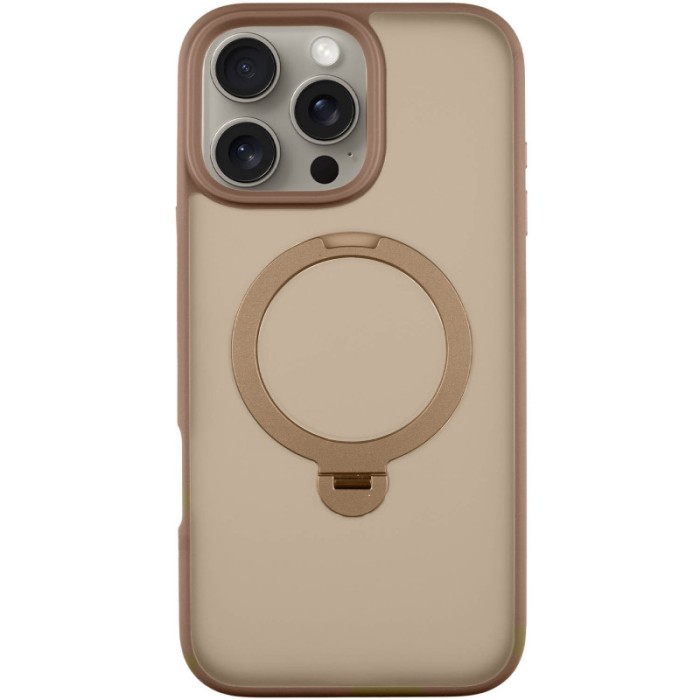 TPU+PC чохол Metal Buttons with MagSafe Colorful HQ Ring для Apple iPhone 16 Pro (6.3") Rose Gold