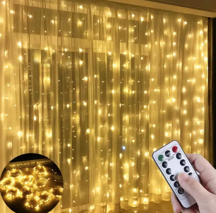 Светодиодная гирлянда штора LED Light 3х2 метра от USB + пульт Теплый SF-19