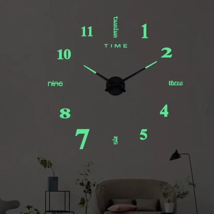 Большие настенные часы Horloge 3D DIY кварц (Черные) Бескаркасные часы на стену