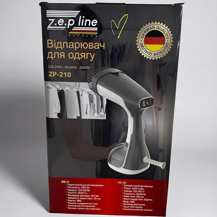 Вертикальный отпариватель Zepline ZP-210  -  3000 Вт, Серый сенсорное управление, Германия