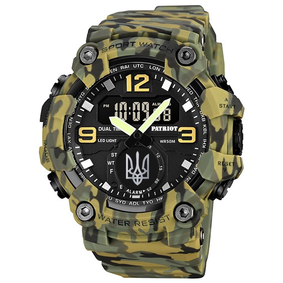 Patriot 003CMGRUASI Тризуб срібло Зелений камуфляж + Коробка.