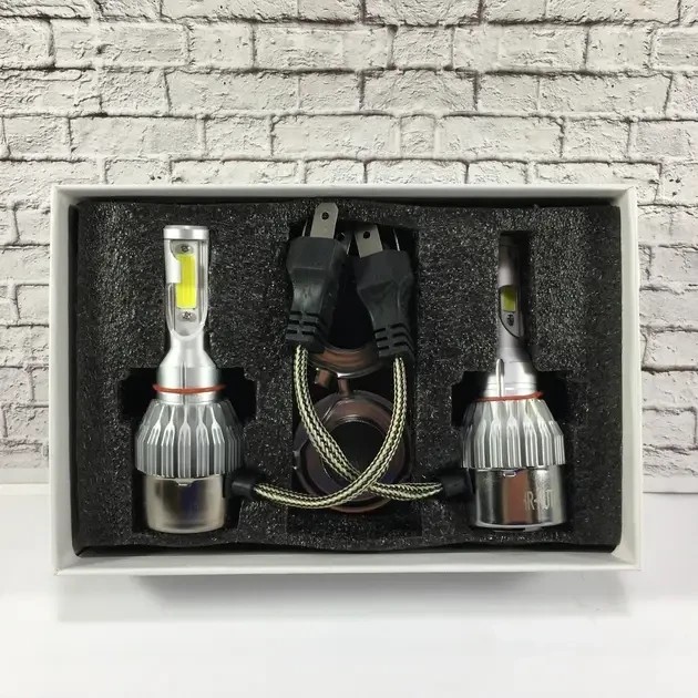 Комплект автомобильных светодиодных LED ламп с охлаждением С6 LED H4 LED лампы для авто 3800Лм