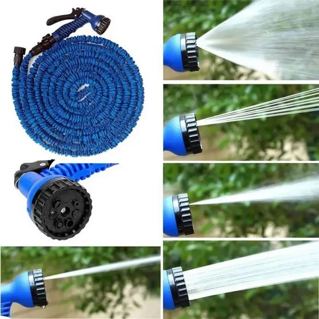 Шланг садовый 120 м для полива с распылителем 7 режимов работы V-HOSE PRO Синий