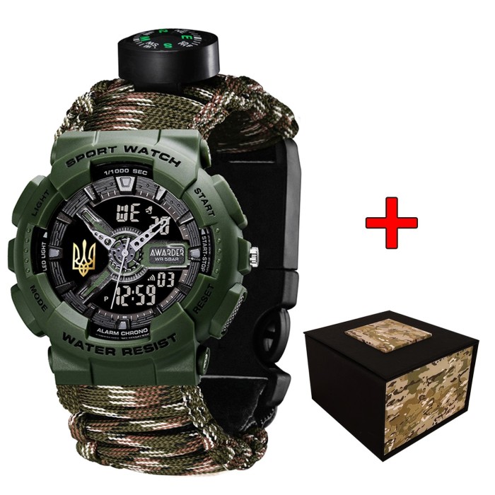 Awarder 005P Тризуб золото Army Green Паракордовий ремінець Camo Green + Коробка.