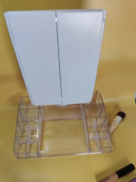 Тройное зеркало с LED подсветкой и подставкой для косметики, органайзер для косметики