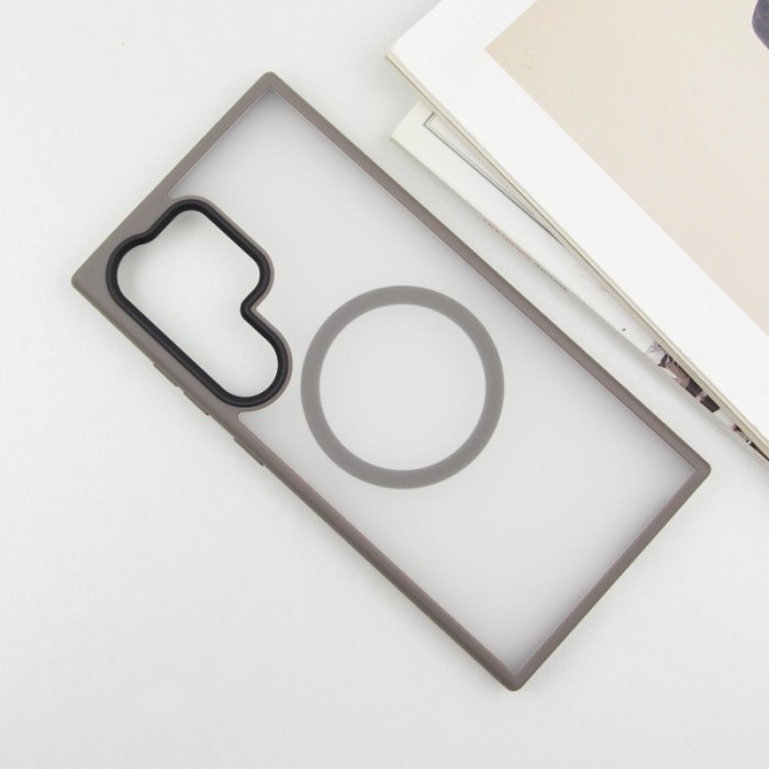 TPU+PC чохол Metal Buttons with MagSafe Colorful для Samsung Galaxy S25 Ultra Сірий / Grey