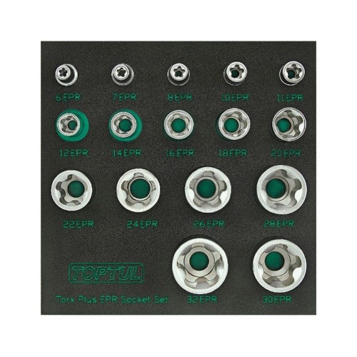 Набір головок Torx Plus EPR 1/4"&3/8"&1/2" 6EPR-32EPR 16 од. TOPTUL GABF1601