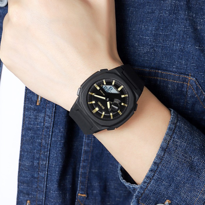 Skmei 2091BKGDWT Black-Gold-White
