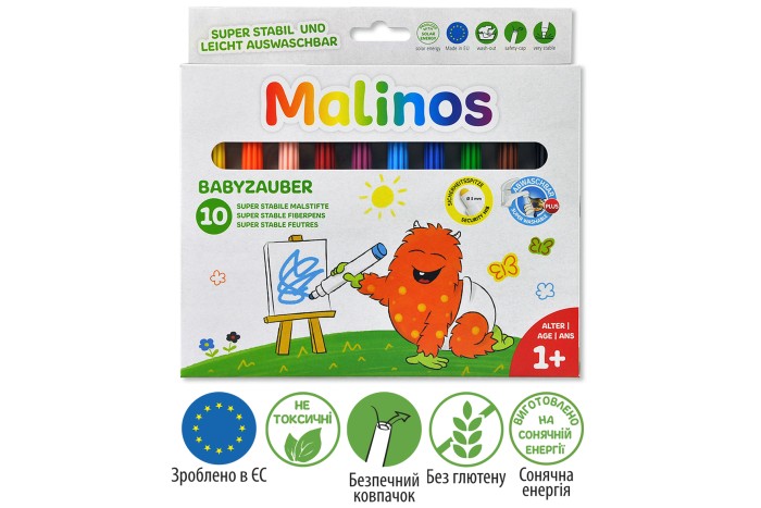 Фломастери дитячі які змиваються для малюків MALINOS Babyzauber 10 шт