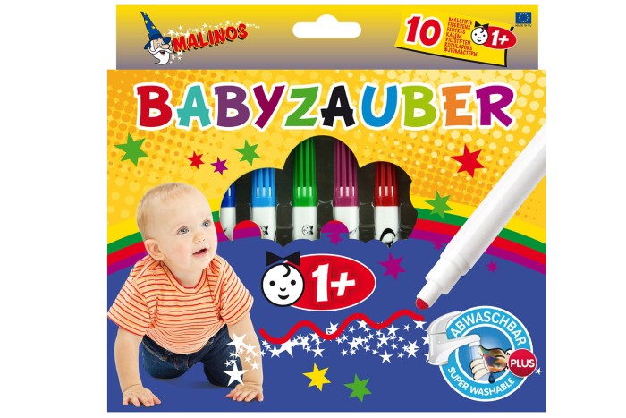 Фломастери дитячі які змиваються для малюків MALINOS Babyzauber 10 шт