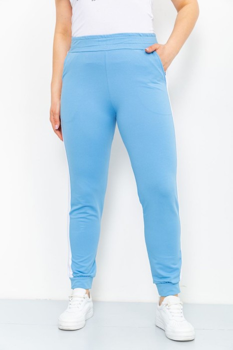 Спорт штани жіночі двонитка, колір блакитний, 219RB-3004