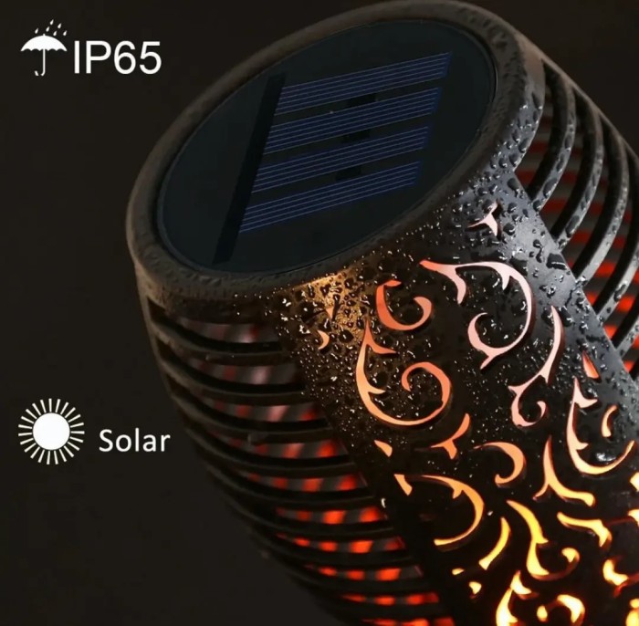 Водонепроницаемый фонарь 52 см с эффектом пламени Solar flame led light sensor activated