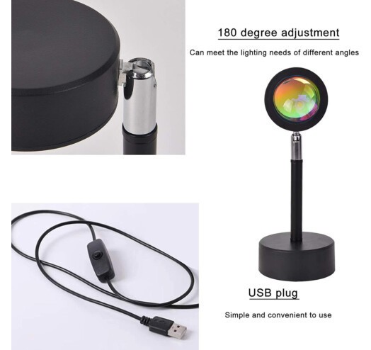 Проекционный светильник Sunset Lamp с эффектом заката, рассвета fm-23