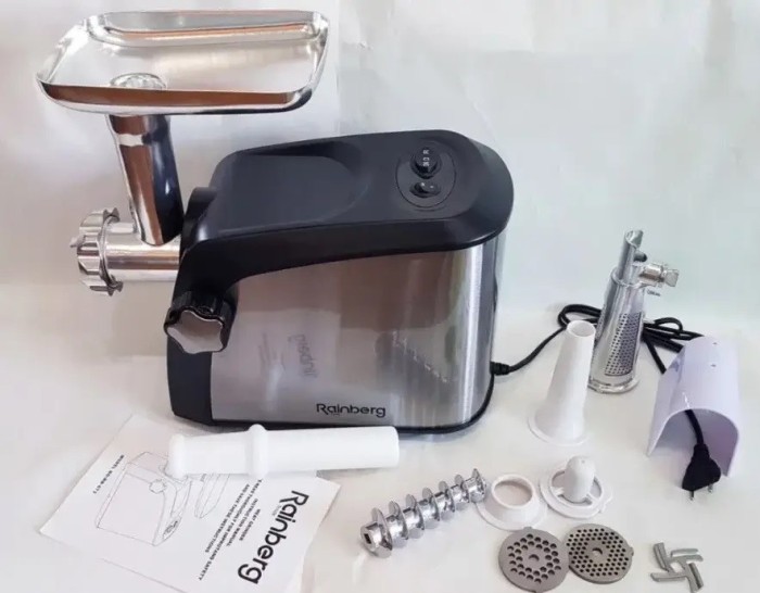 Электромясорубка с соковыжималкой Rainberg RB 672 3000Вт Электрическая мясорубка с насадками для колбасы