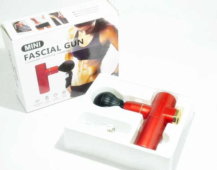 Портативный ручной массажер пистолет для тела Fascial Gun Mini Red