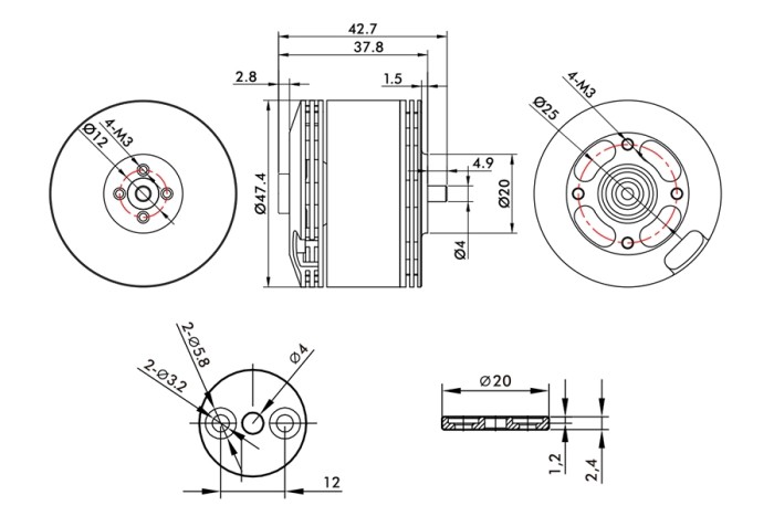 Мотор T-Motor MN4116 KV450 для мультикоптерів