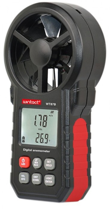 Анемометр крильчастий USB, Bluetooth 0,3-30 м/с, -10-45 °C WINTACT WT87B