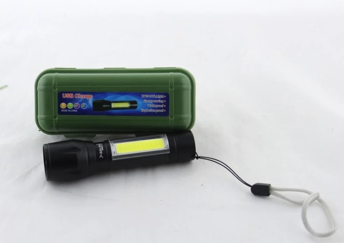 Мощный фонарь карманный аккумуляторный портативный Police BL-511 на аккумуляторе с COB ZOOM USB в кейсе