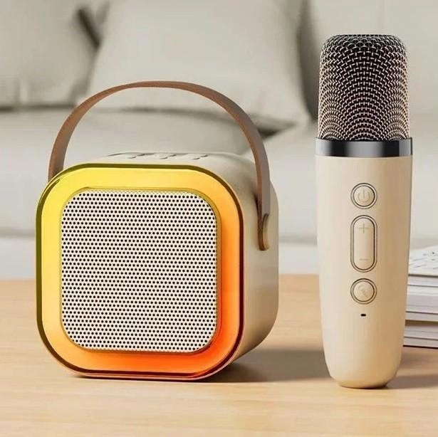 Караоке Светодиодный беспроводной на 2 Микрофона, аудио микрофон детское караоке SPEAKER K12