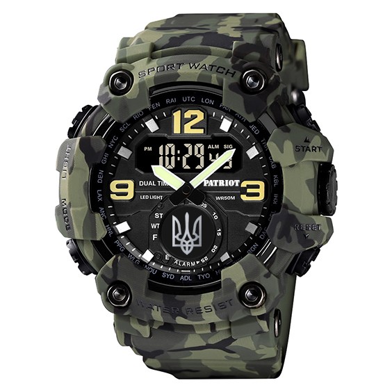 Patriot 004CMGRUASI Тризуб срібло Зелений камуфляж + Коробка.