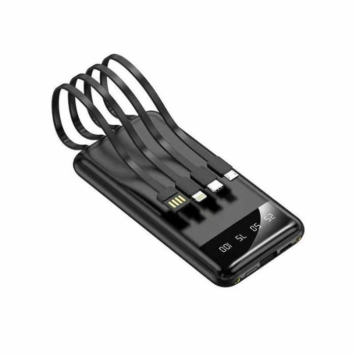 Повербанк с четким дисплеем и встроенными кабелям KT T51X 10000mAh Бирюзовый