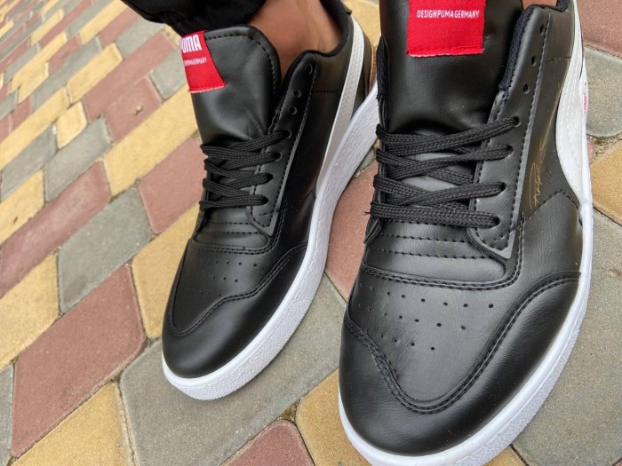 Мужские кеды Puma натуральная кожа Черный 40см.