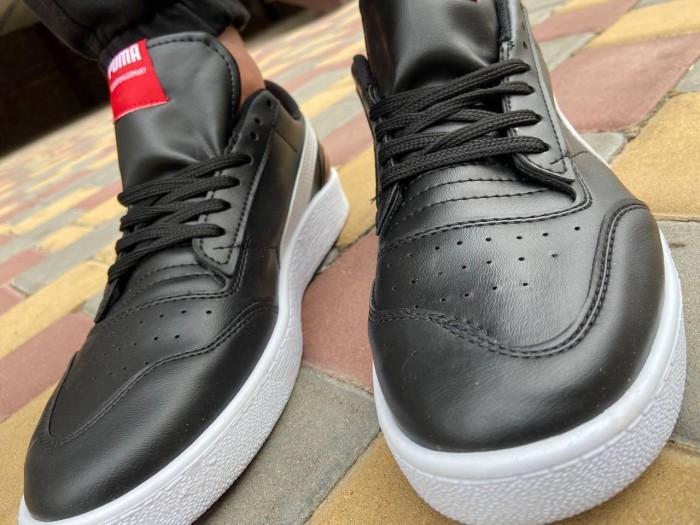 Мужские кеды Puma натуральная кожа Черный 40см.