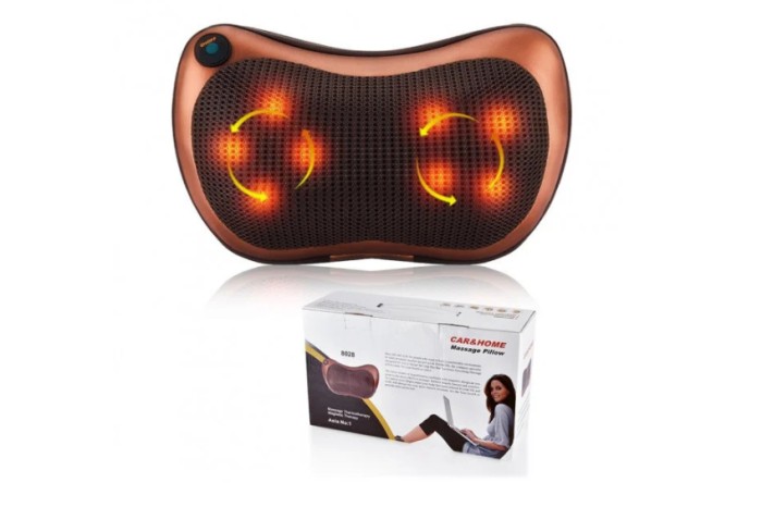 Массажная подушка MASSAGE PILLOW QY-8028 инфракрасный роликовий массажер для шеи и спины 8 массажных ролика