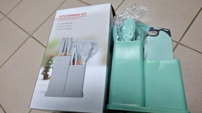 УЦЕНКА! Кухонные принадлежности 19 предметов Kitchen Set Бирюзовый (Плохая упаковка, трещина на корпусе 2665)