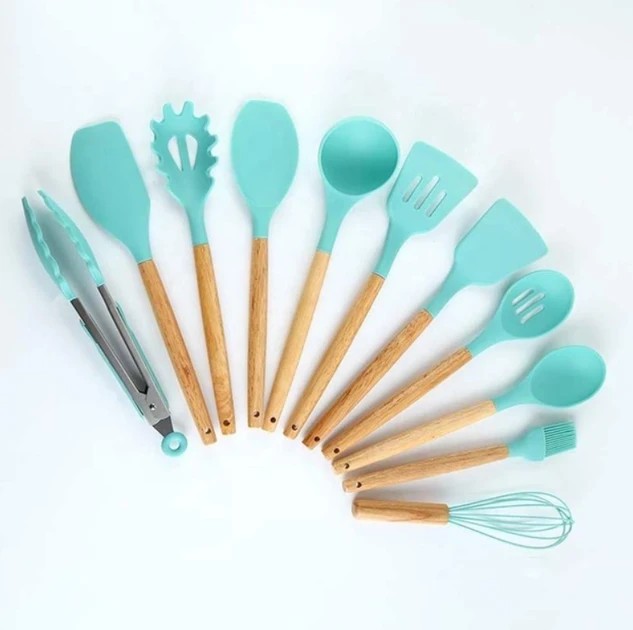 УЦЕНКА! Кухонные принадлежности 19 предметов Kitchen Set Бирюзовый (Плохая упаковка, трещина на корпусе 2665)