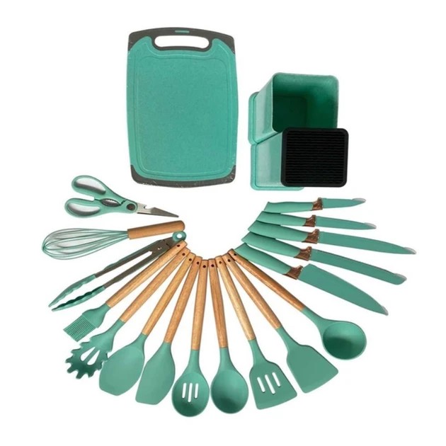 УЦЕНКА! Кухонные принадлежности 19 предметов Kitchen Set Бирюзовый (Плохая упаковка, трещина на корпусе 2665)